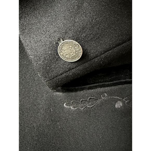 VINTAGE Italian Blazer Jacket 100% Wool 2 Buttons Pockets Mens Embroidered - Picture 6 of 13